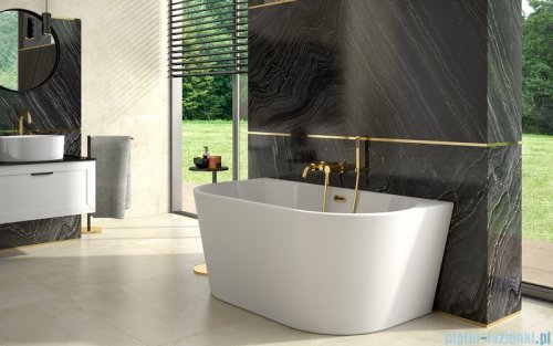 Besco Vica New wanna 170x80cm wolnostojąca przyścienna z przelewem szczelinowym slim syfon klik-klak grafit gun metal #WAS-170VNGR