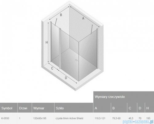 New Trendy New Soleo Black 120x80x195 cm kabina prostokątna przejrzyste K-0550