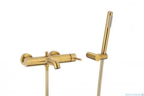 KFA MOZA BRUSHED GOLD bateria wannowa pozioma z natryskiem punktowym PREMIUM złoty szczotkowany 5034-520-31