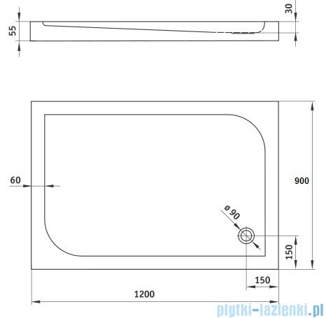 Deante Cubic brodzik prostokątny 90x120 cm biały KTK 043B