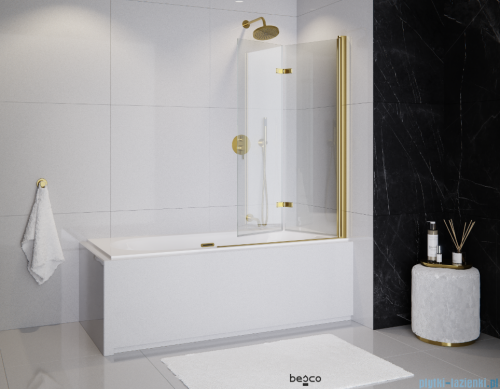 Besco Lumix Gold parawan nawannowy 2-skrzydłowy Złoty Połysk 100x145cm  PLG-2S