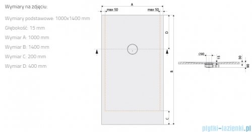 Sanplast Structure Mineral B-M/STRUCTURE brodzik prostokątny 100x140x1,5 cm szary mleczny 645-360-0670-55-010