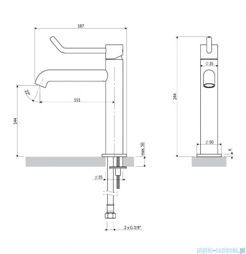 Omnires Inclusive Design bateria umywalkowa chrom połysk 23cm Y1212CID-CR