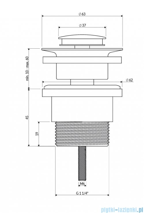 Omnires korek klik-klak umywalkowo-bidetowy złoty szczotkowany A47GLB