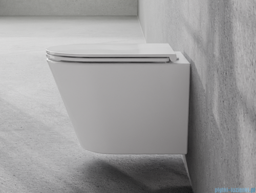 Besco Laax White miska WC wisząca + deska wolnoopadająca Laax White biały połysk #ZLA-B-DLB