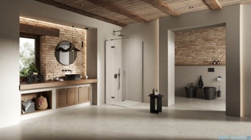 New Trendy Nesta Gunmetal Brushed kabina 80x80x200 cm lewa wspornik równoległy grafit szczotkowany/szkło przejrzyste K-4697