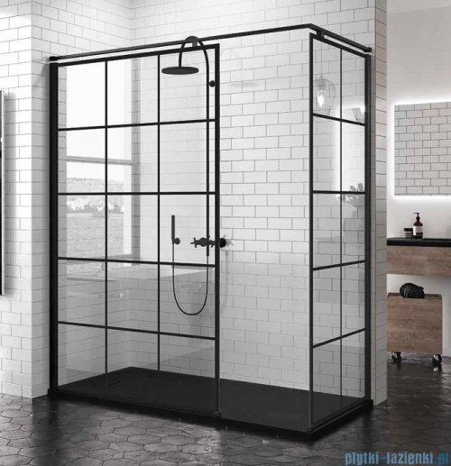 Novellini Kuadra H kabina walk-in kwadraty 150x120cm czarna KUADH90-81H/KUADH120-81H/KUADHSF-H