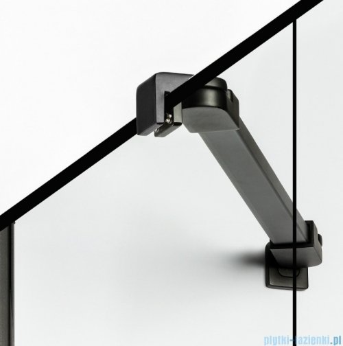 New Trendy New Soleo Black 100x80x195 cm kabina pięciokątna asymetryczna uniwersalna drzwi pojedyncze lewe czarna szkło przejrzyste K-0614