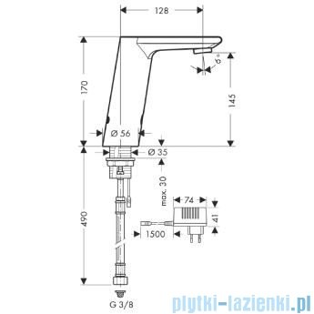 Hansgrohe Metris S Samoczynna bateria umywalkowa na podczerwień Electronic-230V 31103000