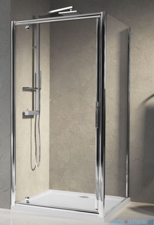 Novellini Drzwi prysznicowe obrotowe LUNES G 96 cm szkło przejrzyste profil biały LUNESG96-1D