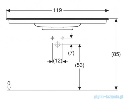 Geberit One CleanDrain Umywalka prostokątna z otworem na baterię 119x48cm KeraTect 505.017.00.1