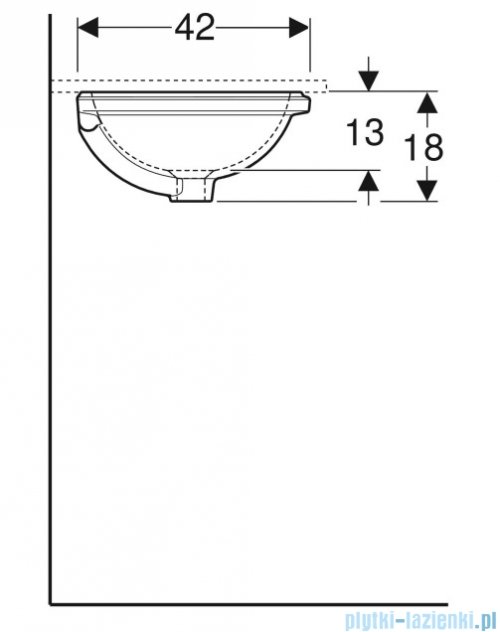 Geberit VariForm Umywalka okrągła z przelewem 42x40,5cm szkliwiony spód 500.745.01.2