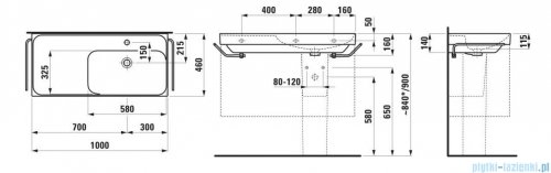 Laufen Meda umywalka ścienna 100x46cm czarny mat H8171177161041