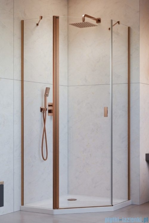 Radaway Nes Brushed Copper Ptj kabina pięciokątna 90x100cm lewa miedź szczotkowana 10052000-93-01L/10052800-93-01