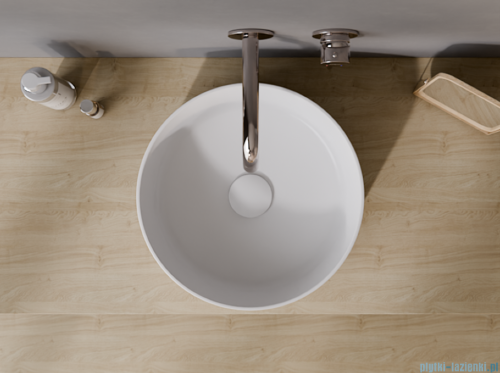 Besco Clea Cera-Line White umywalka nablatowa biała ø 34,5 cm biały połysk UNC-35-CLB