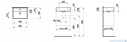 Laufen Kartell umywalka ścienna 45x34cm czarny mat H8153307161041