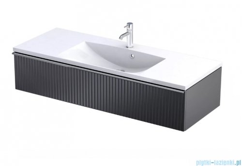 Oristo Etna Konsola podumywalkowa wisząca Ryflowana 120x45x25 czarny mat OR52-SD1S-120-8R