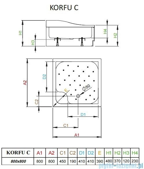 Radaway Brodzik kwadratowy Korfu C 80x80 4C88400-03