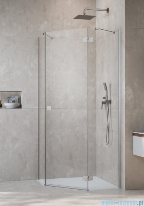 Radaway Essenza 8 Brushed Nickel Ptj kabina pięciokątna 100x80cm prawa szczotkowany nikiel 10490000-91-01R/10490800-01-01