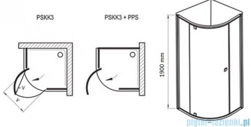 Ravak Pivot PSKK3 kabina półokrągła 80x80 aluminium transparent Anticalc 37644C00Z1