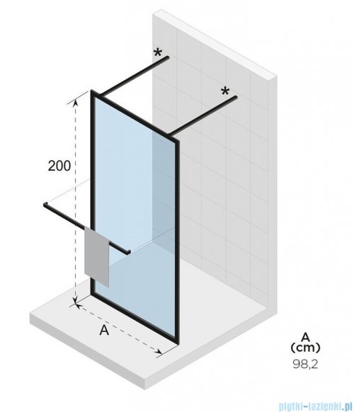 Riho Lucid GD401 kabina prysznicowa Walk In 100x200cm czarna G005030121