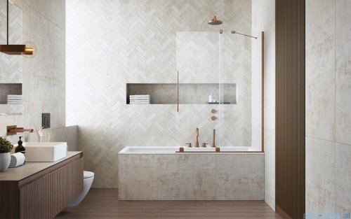 Radaway Furo Brushed Copper PND II parawan nawannowy 100cm prawy szczotkowana miedź 10109538-93-01R/10112494-01-01