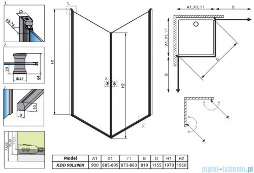 Radaway Eos KDD kabina prysznicowa 90x90 szkło intimato 37203-01-12N