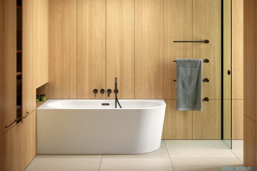 Besco Avita A-line 170x75cm wanna wolnostojąca przyścienna lewa akrylowa + syfon klik-klak gun metal grafit z przelewem slim #WAA-170ALGS