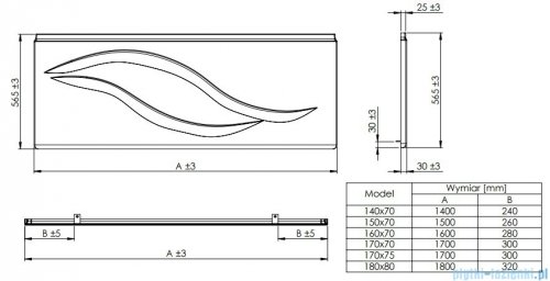 Roca Linea obudowa czołowa do wanny 180cm A25T021000