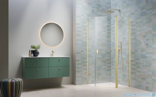Radaway Nes Brushed Light Gold Ptj kabina pięciokątna 80x80cm prawa szczotkowane jasne złoto 10052000-98-01R/10052500-98-01