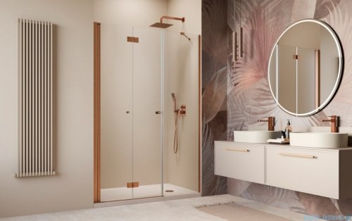 Radaway Nes Brushed Copper DWSB drzwi wnękowe 110cm W3 lewe szczotkowana miedź szkło przejrzyste 10044650-93-01L/10045450-01-01