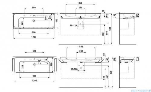 Laufen Meda umywalka ścienna 120x46cm biała H8141110001041