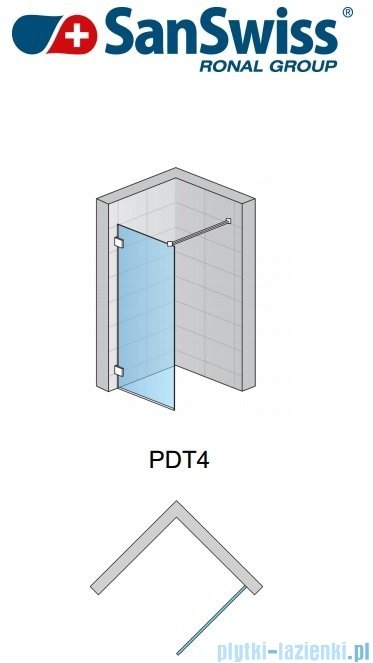 SanSwiss Pur PDT4 kabina Walk-in 100-160cm profil chrom szkło przezroczyste Lewa PDT4GSM41007