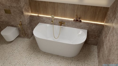 Lavita Lumio Wall wanna 160x75cm wolnostojąca przyścienna syfon klik-klak biały 5900378370604