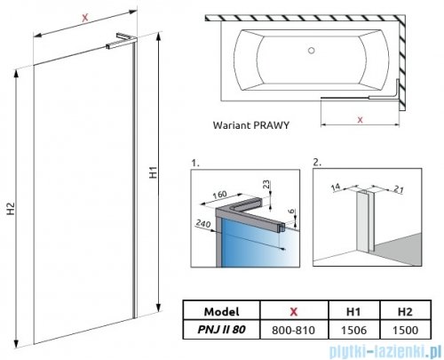 Radaway Modo SL White PNJ II parawan nawannowy 80cm prawy biały mat/przejrzyste 10316080-04-01R