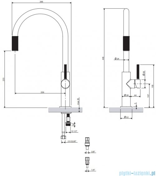 Omnires Switch bateria kuchenna do podłączenia zestawu filtrującego grafit SW9057GR 