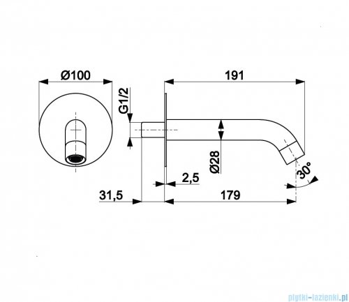 KFA MOZA BLACK wylot wannowy podtynkowy czarny 836-004-81