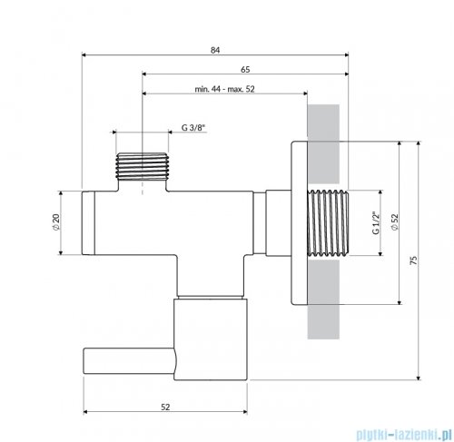 Omnires zawór kątowy miedź szczotkowana 8857CPB