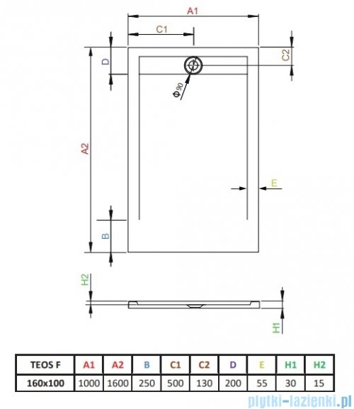 Radaway Teos F brodzik 160x100cm czarny HTF160100-54