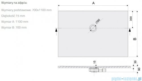 Sanplast Open Structure Mineral B-M/OPEN STR brodzik prostokątny 70x110x1,5 cm mat czerni 645-440-0140-59-020