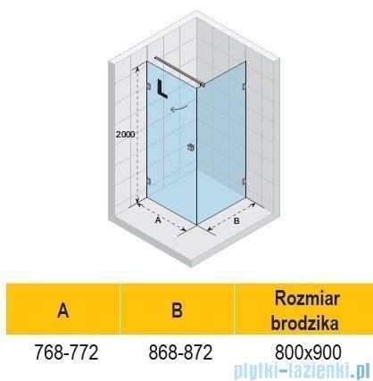 Riho Scandic NXT X201 kabina prysznicowa prawa 80x90cm czarna G001034121