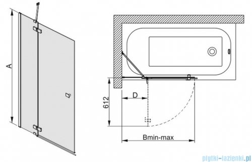 Sanplast parawan wannowy szkło: przejrzyste PW2/FREE-90    600-260-0540-42-401 