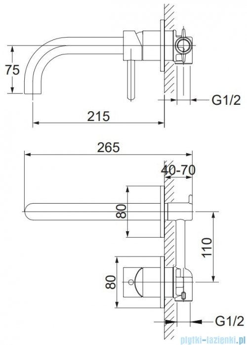 Omnires Y bateria umywalkowa podtynkowa chrom Y1215CR