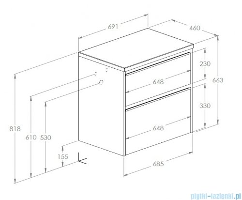 Roca Gap Pro szafka wisząca 69x46x66 NIEBIESKI MAT A857897538