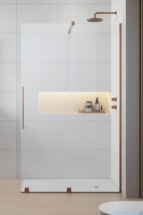 Radaway Furo Brushed Copper kabina Walk-in 160x200cm prawa szczotkowana miedź 10106838-93-01R/10110794-01-01