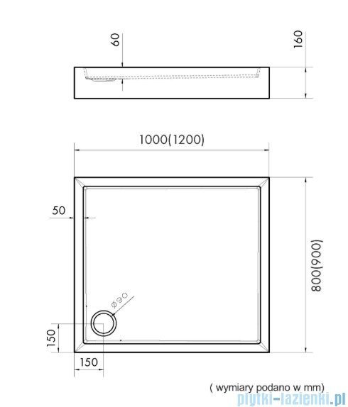 Schedpol Schedline Favory Plus brodzik prostokątny 100x80x16cm Czarny Mat 3ST.F1P-80100/C/MG