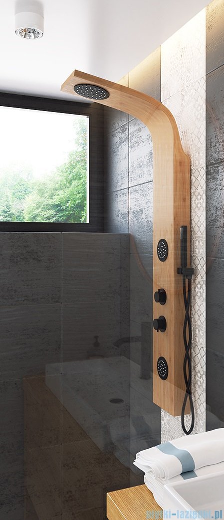 Corsan Bali panel prysznicowy z mieszaczem czarnym drewno bambusowe B-231MC