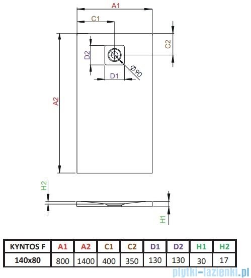 Radaway Kyntos F brodzik 140x80cm czarny HKF14080-54