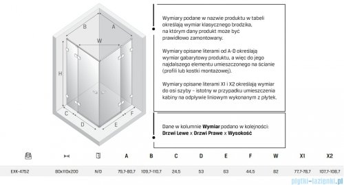 New Trendy Eventa Gold Shine kabina prysznicowa prostokątna 80x110x200 cm przejrzyste Złoty połysk EXK-4752