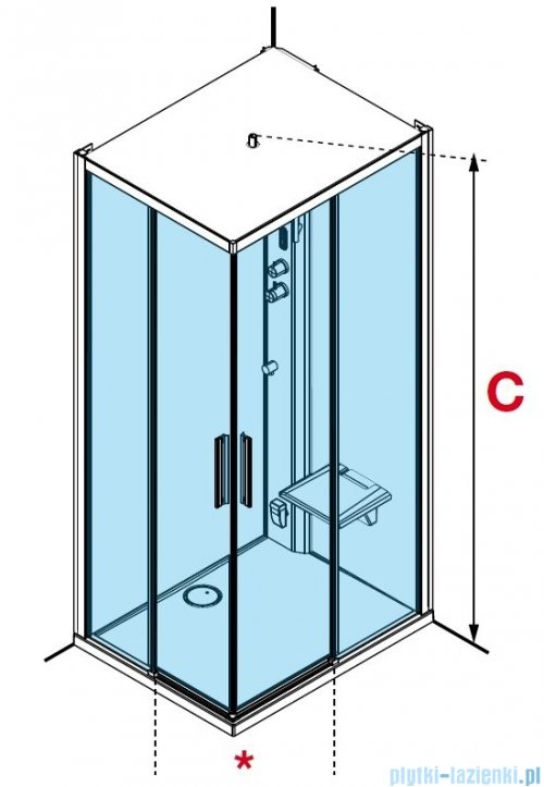 Novellini Glax 1 2.0 kabina z sauna parową 80x80 srebrna G21A89T5-1BB